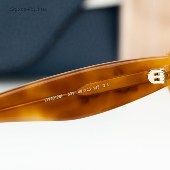 Loewe Women Sunglasses Shiny Havana Blue Cat Eye LW40126I CURVY 53V BRAND NEW - Picture 6 of 8